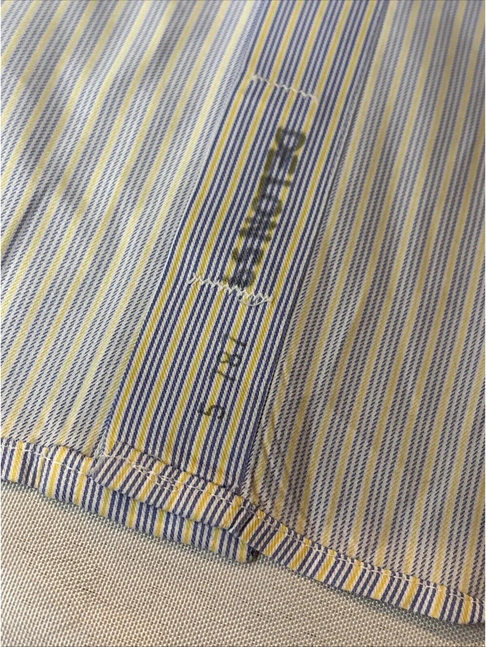 Men's Burberry London Blue/Ylw Striped Long Sleeve Button Dress Shirt 15 1/2 35